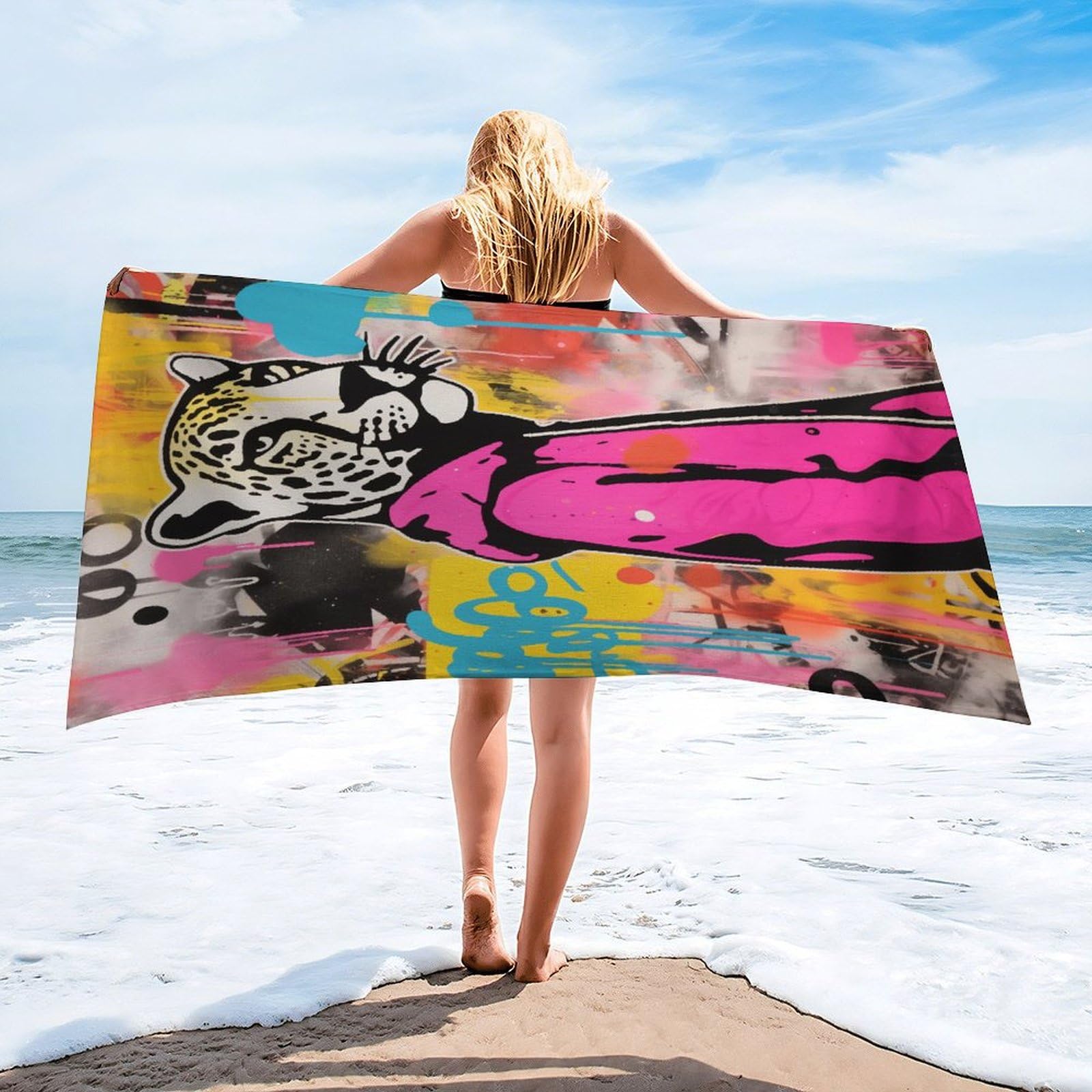 夜遊 Beach Towel(2022) Amazon.com: Vendhui Pink Panther Graffiti Street Art Summer